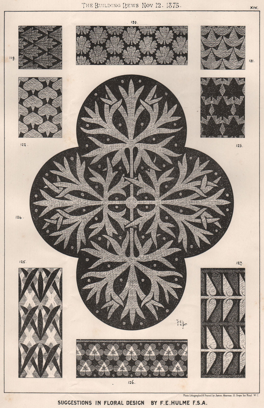 Suggestions in Floral; Design by F.E. Hulme F.S.A.. Decorative (12) 1875 print